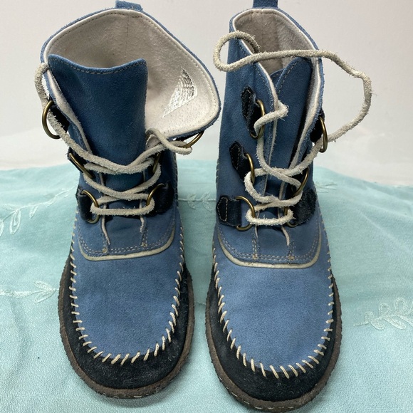 Sorel Joplin Blue/Black Suede Leather Moccasin Boots Size 8 Women's - Picture 5 of 12